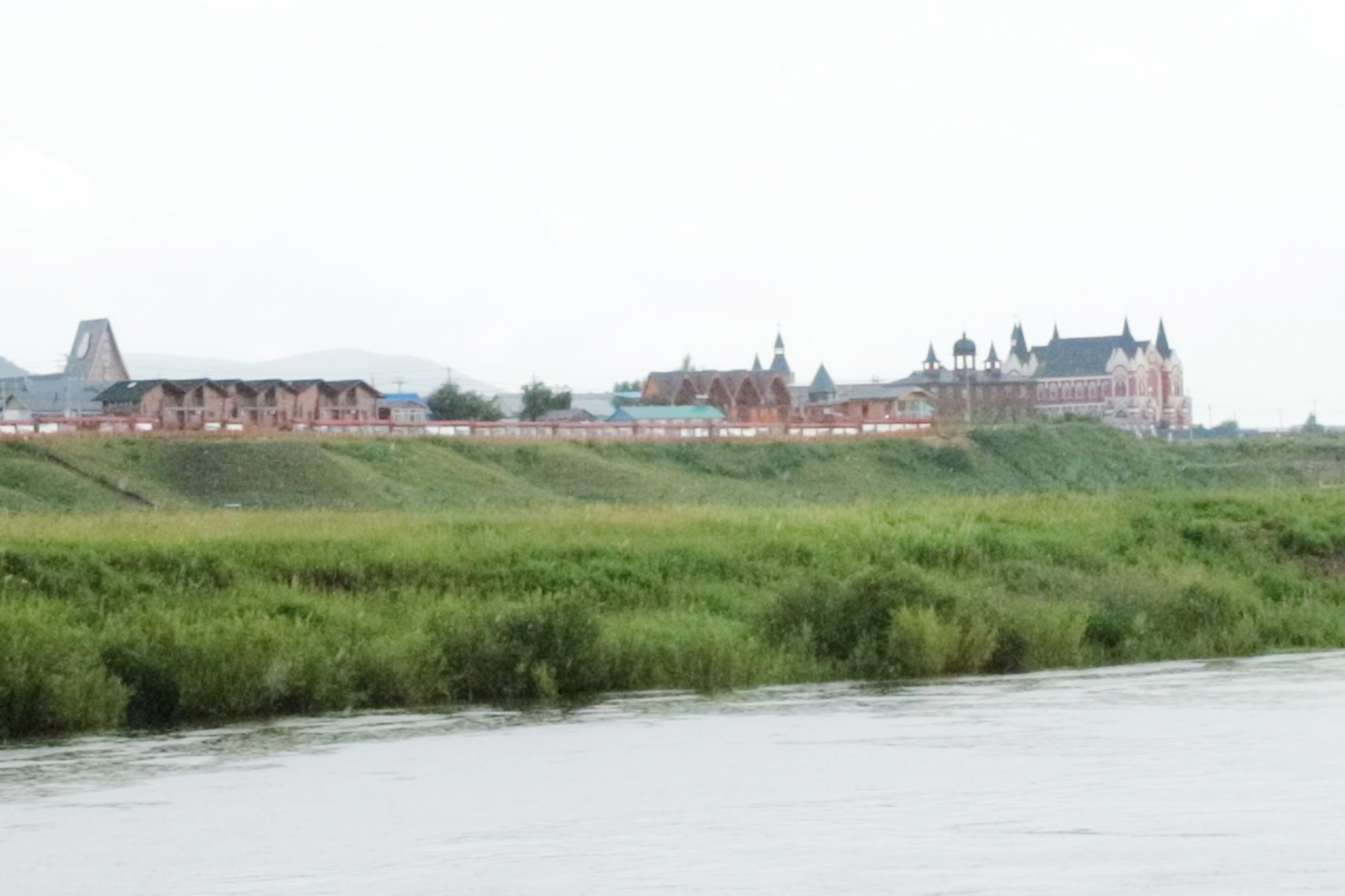 A view of Shiwei in China from a China-Russia border river cruise on the Ergun River. /CGTN