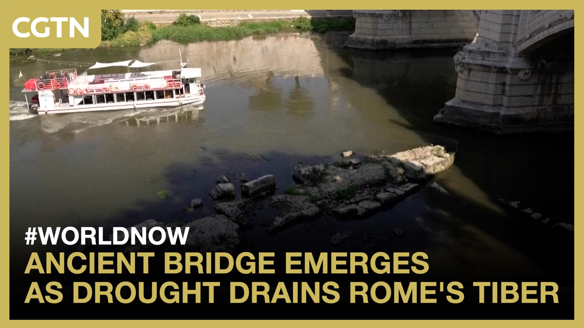 Ancient bridge emerges as drought drains Rome's Tiber