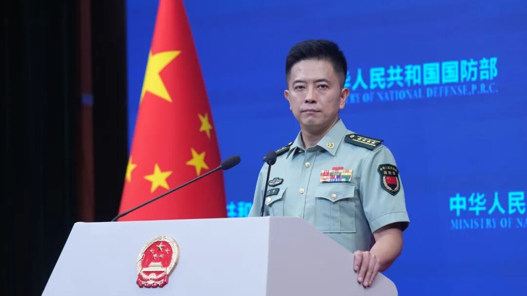 Chen Xi, spokesperson for the Ministry of National Defense, speaks at a press briefing in Beijing, China, August 14, 2026. /Ministry of National Defense