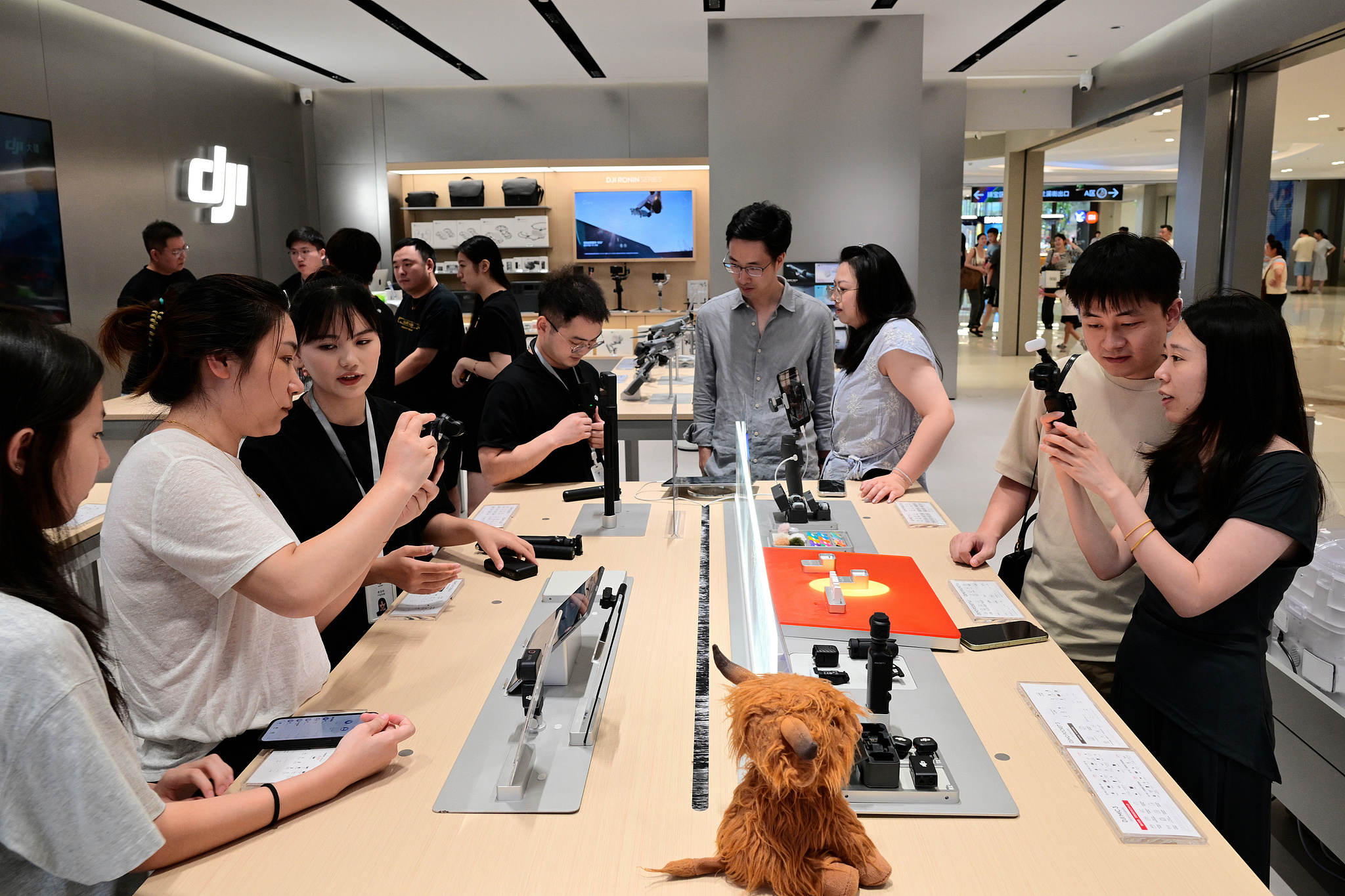 Consumers select and purchase DJI cameras at a shopping mall in Jinhua, Zhejiang Province, east China, August 15, 2026. /CFP