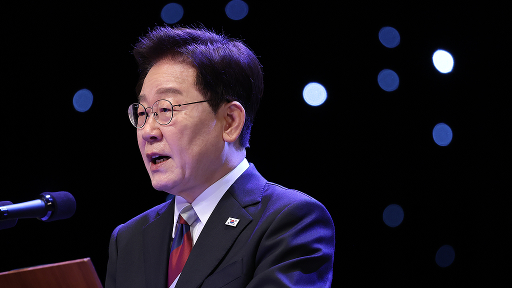 South Korean President Lee Jae Myung speaks during a ceremony to celebrate the 81st anniversary of the Korean Peninsula's liberation from the 1910-1945 Japanese colonial rule in Seoul, South Korea, August 15, 2026. /VCG