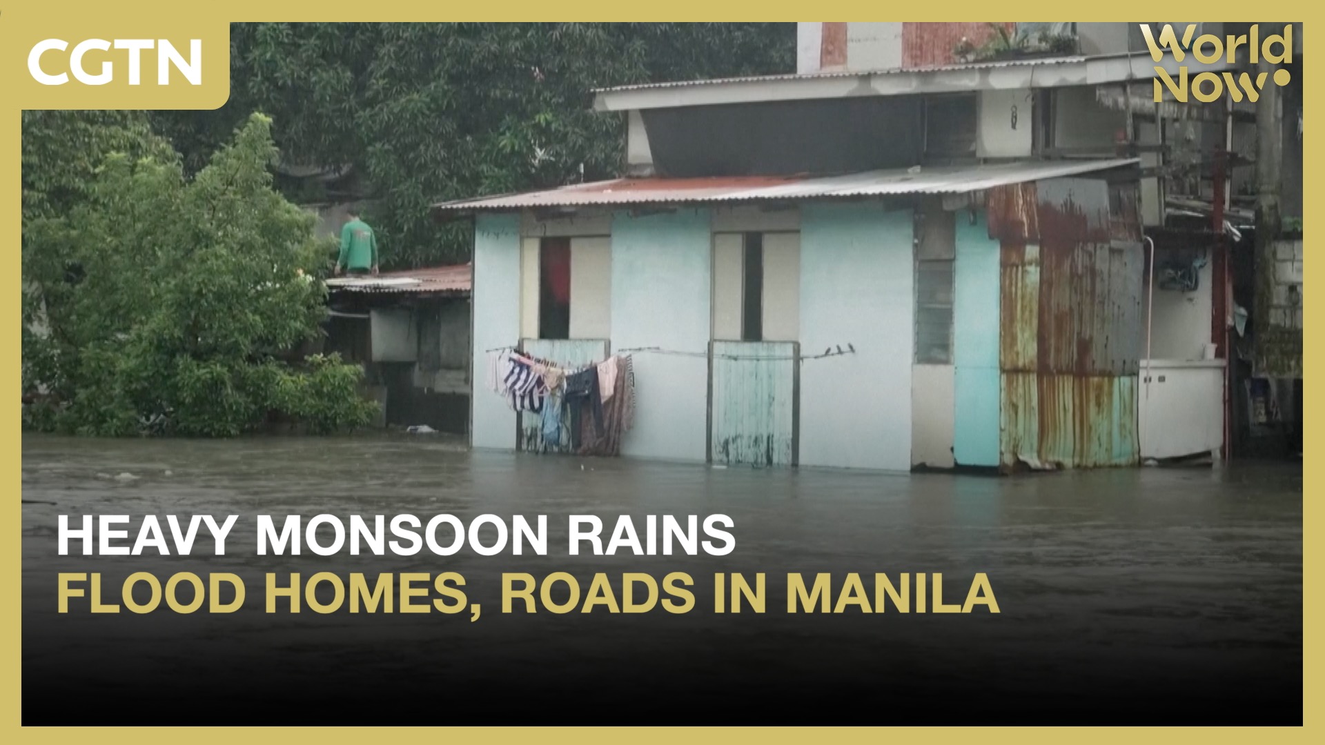 Heavy monsoon rains flood homes, roads in Manila
