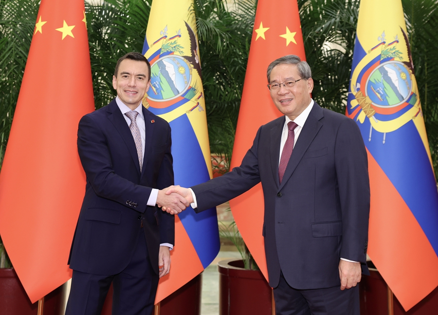 Chinese Premier Li Qiang meets with President of the Republic of Ecuador Daniel Roy-Gilchrist Noboa Azín in Beijing, China, August 19, 2026. /Xinhua