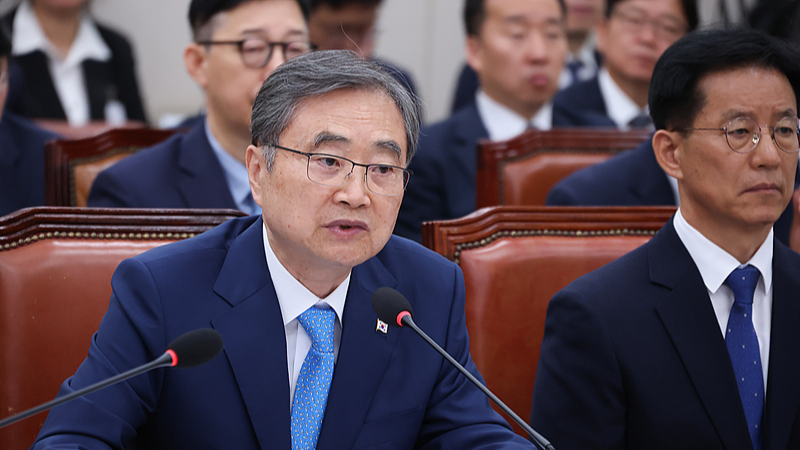 South Korean Foreign Minister Cho Hyun responds to a parliamentary inquiry regarding the downsizing of the South Korea-US joint military exercise Ulchi Freedom Shield during a session of the National Assembly's Foreign Affairs and Unification Committee in Seoul, South Korea, August 19, 2026. /VCG
