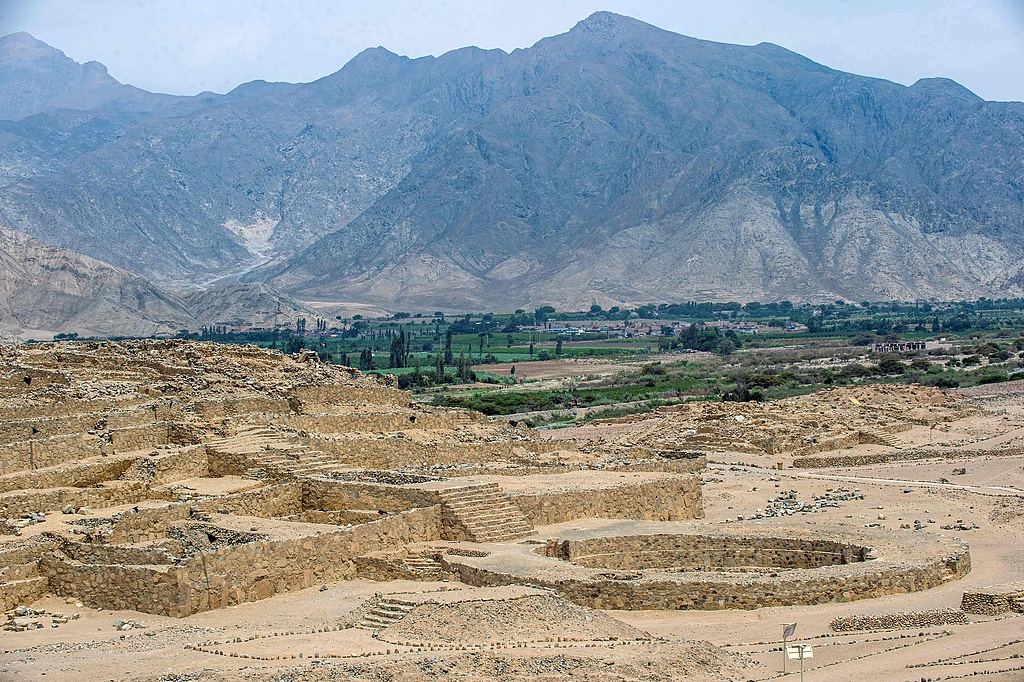 The Caral archaeological site in Supe, Peru, January 13, 2021. The 5,000-year-old site is considered one of the oldest urban centers in the Americas. /VCG