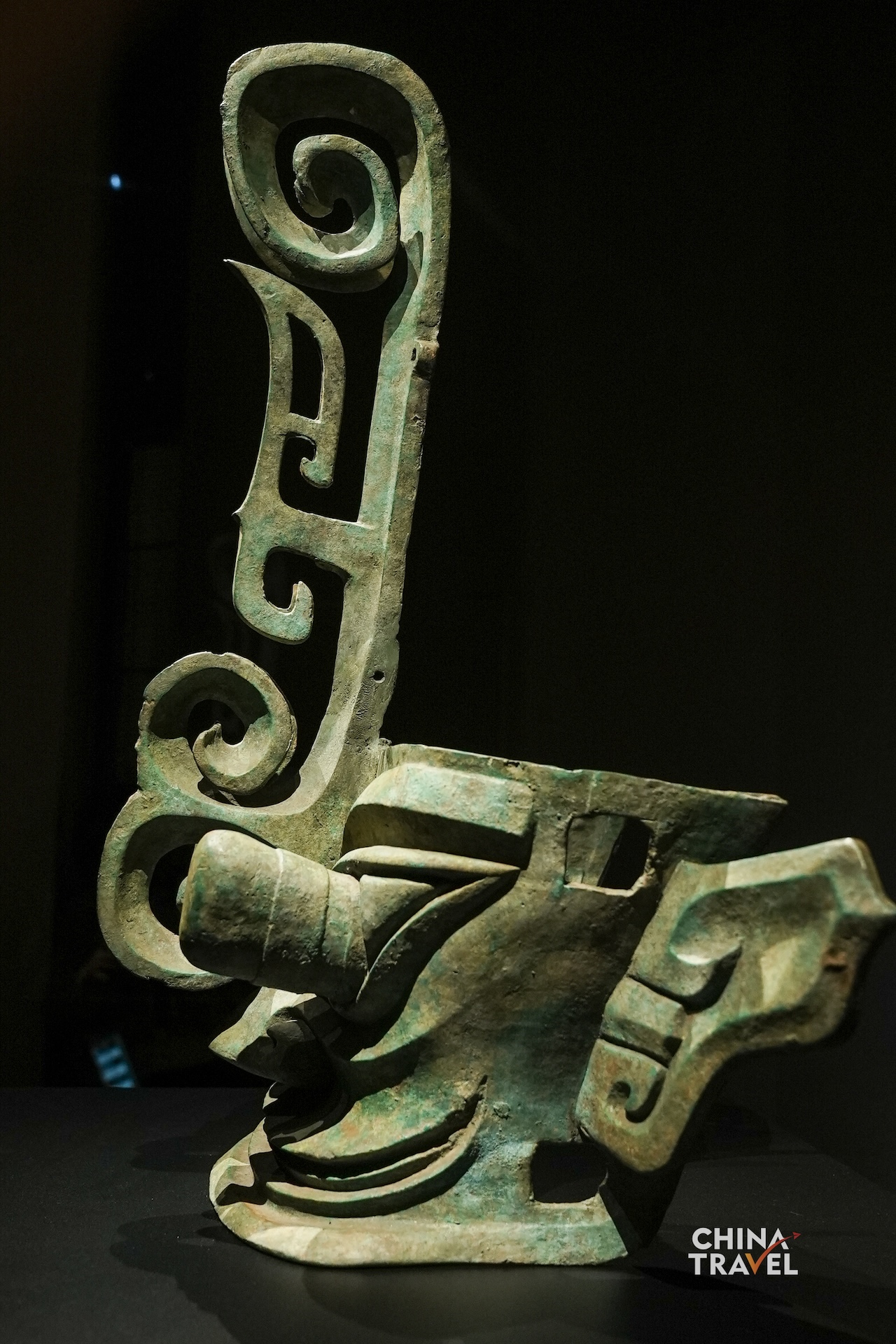 A bronze mask from Sanxingdui features protruding eyes, large ears and exaggerated facial features characteristic of the ancient Shu civilization, which dates back to some 5,000 to 3,000 years ago. /CGTN