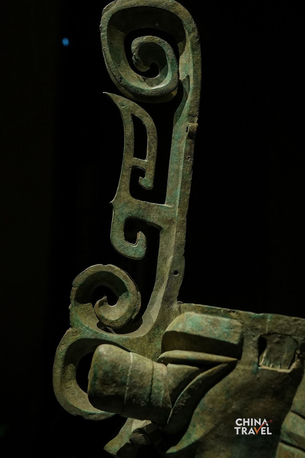 A bronze mask from Sanxingdui features protruding eyes, large ears and exaggerated facial features characteristic of the ancient Shu civilization, which dates back to some 5,000 to 3,000 years ago. /CGTN