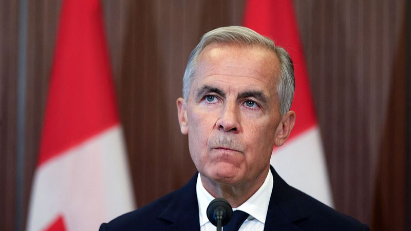 Canadian Prime Minister Mark Carney is pictured at a press conference after trade talks with the US collapsed in Ottawa, Ontario, Canada, August 22, 2026. /VCG