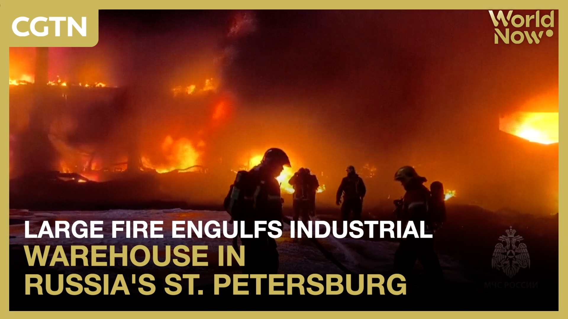Large fire engulfs industrial warehouse in Russia's St. Petersburg