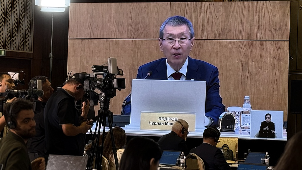 Nurlan Abdirov, chairman of Kazakhstan's Central Election Commission, shared preliminary results of inaugural election for the unicameral parliament at a briefing, Astana, Kazakhstan, August 24, 2026. /VCG