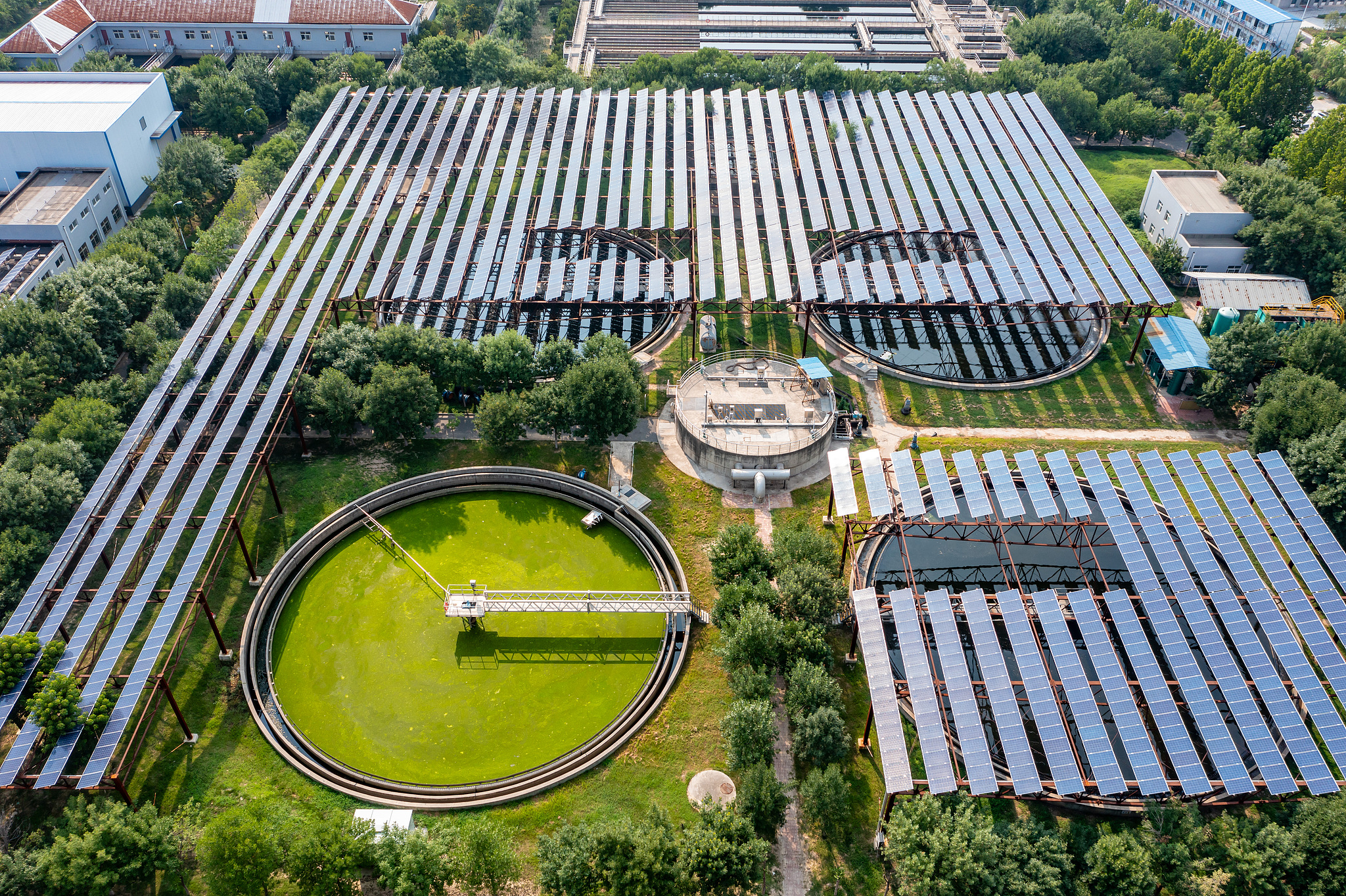 A low-carbon wastewater treatment plant in Zhengzhou, central China's Henan Province, June 16, 2026. /VCG