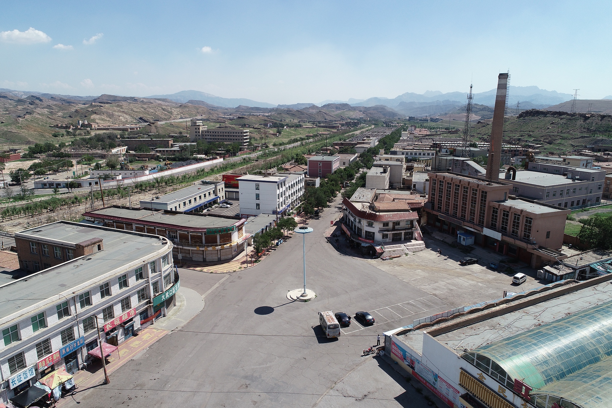 A file photo shows Shitanjing Town in Shizuishan City, northwest China's Ningxia Hui Autonomous Region. /VCG