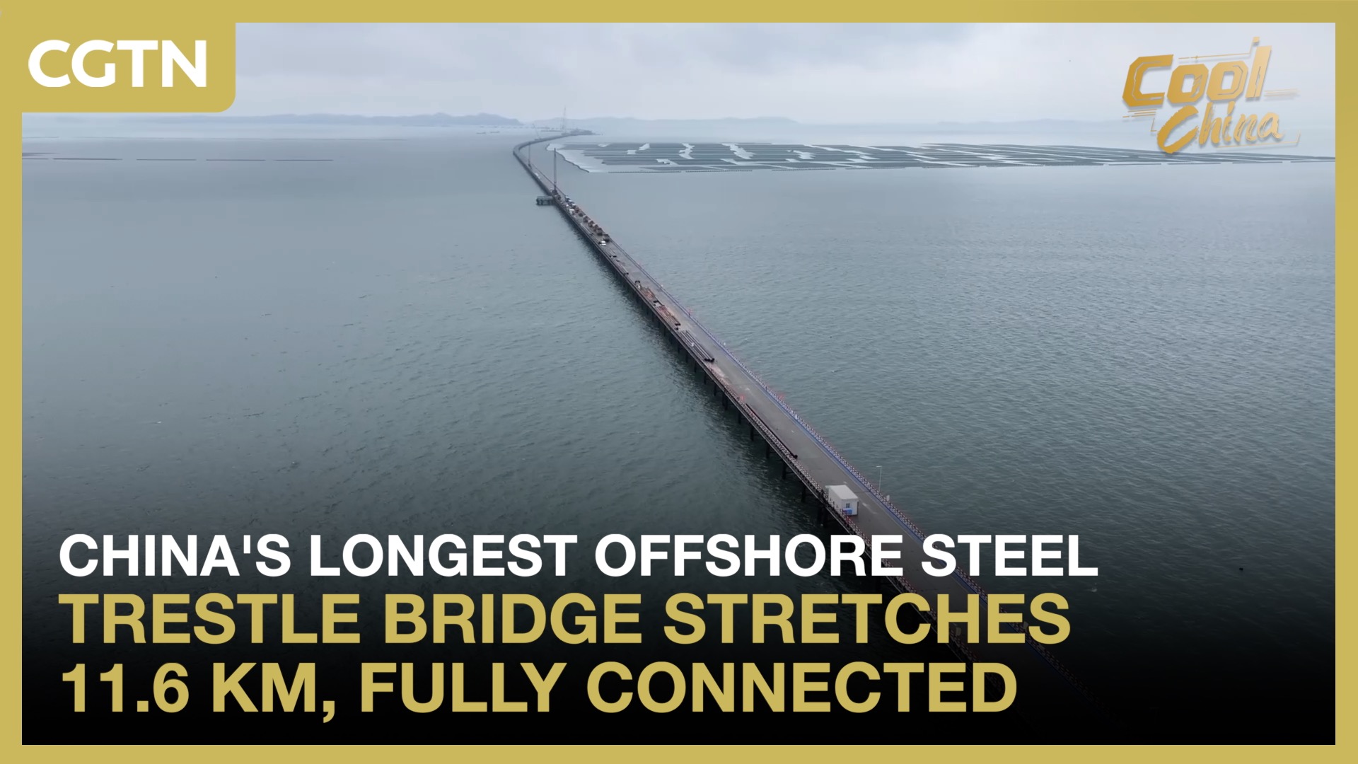 China's longest offshore steel trestle bridge stretches 11.6 km, fully connected