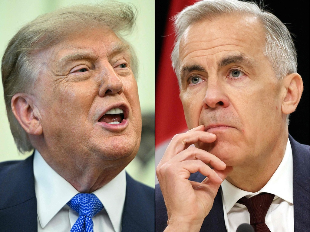 A combined photo of US President Donald Trump and Canadian Prime Minister Mark Carney. /VCG