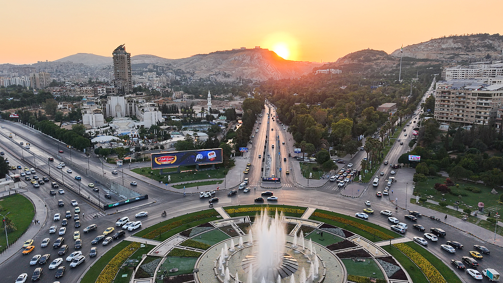  A drone view shows Umayyad Square in Damascus, Syria, August 14, 2026. /VCG
