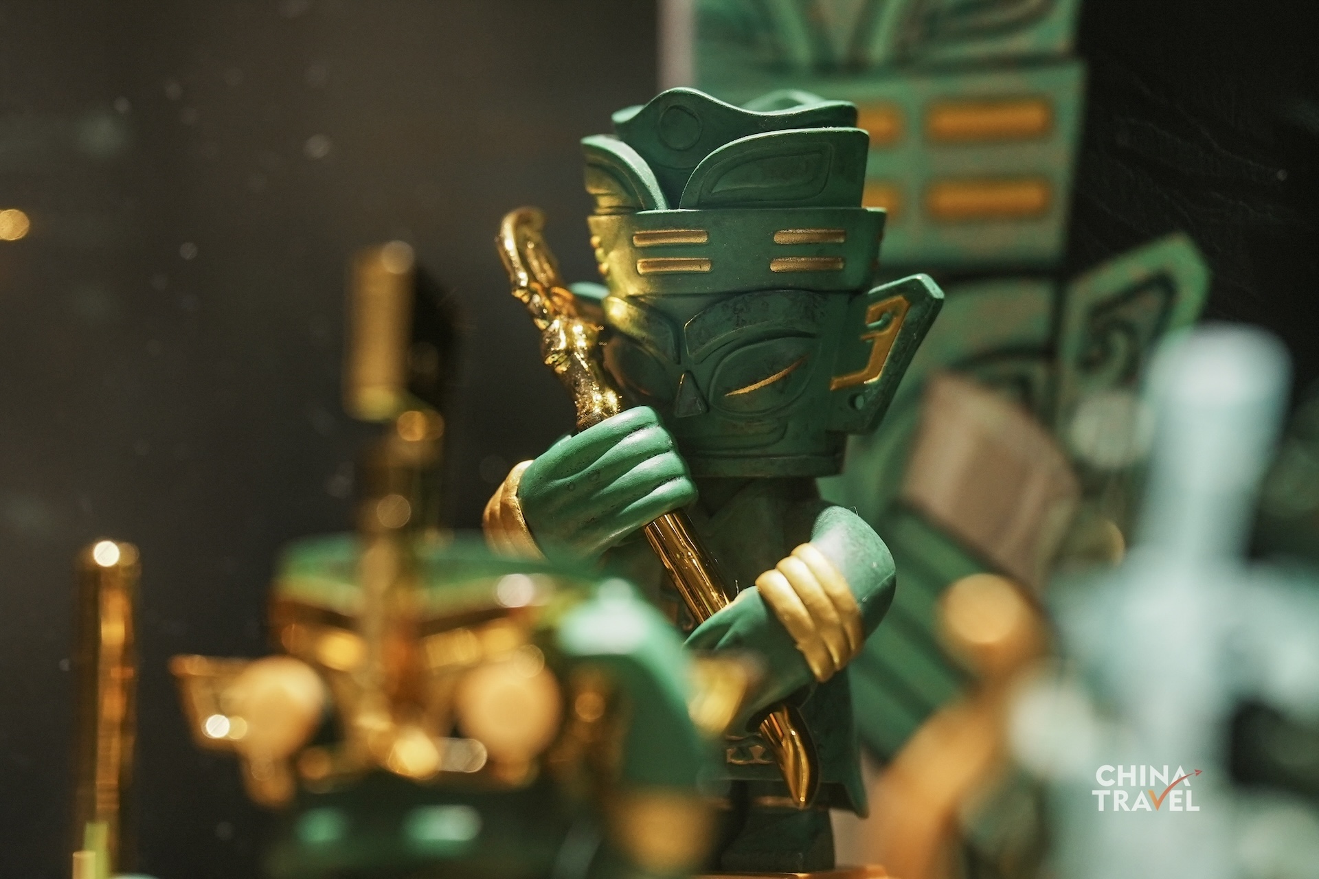 Cultural and creative products inspired by Sanxingdui artifacts bring the museum's iconic bronze figures and masks into everyday life. /CGTN
