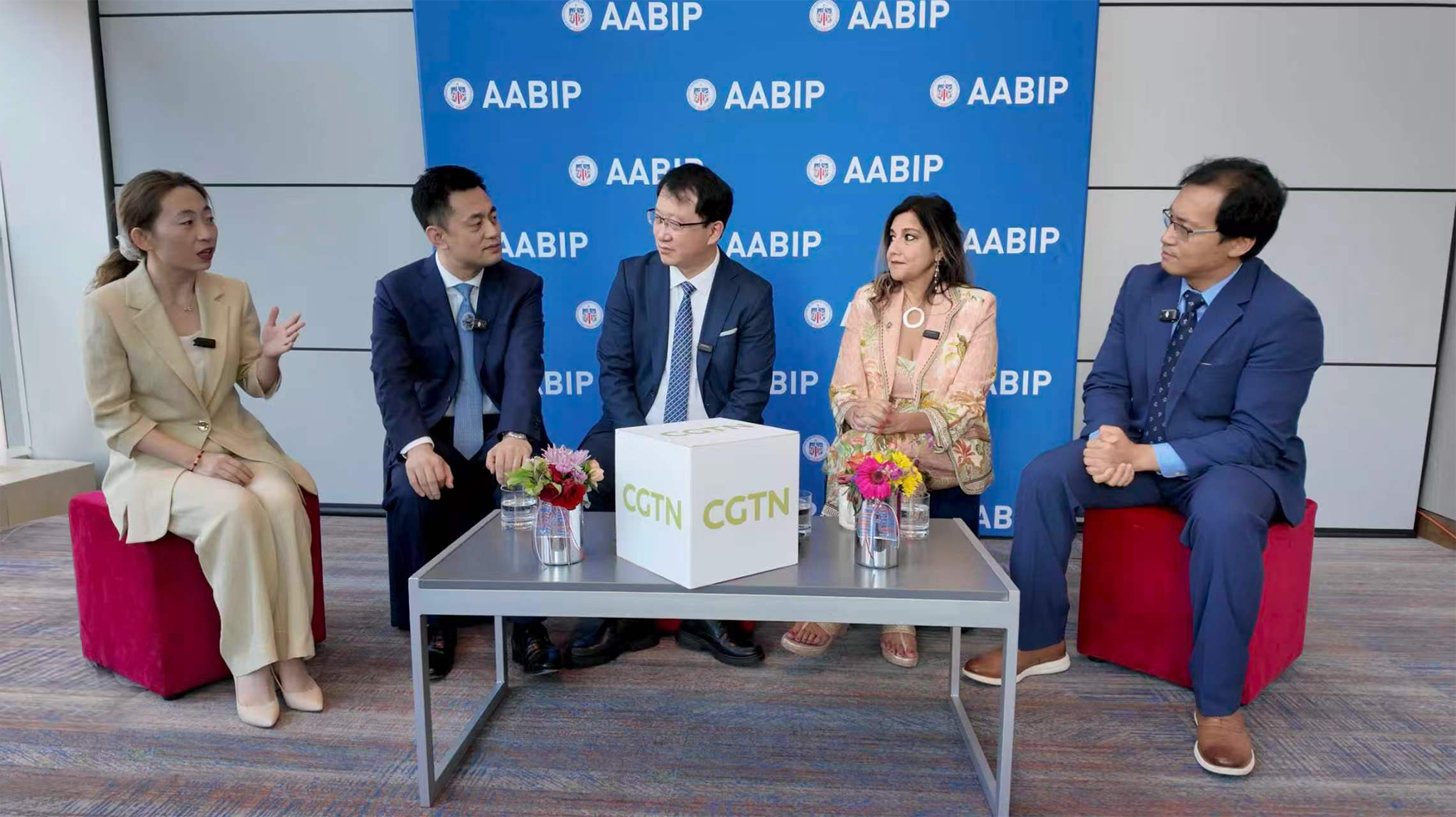 Chinese and US interventional pulmonology experts speak on a CGTN panel at the AABIP annual meeting in Denver, the US. /CGTN