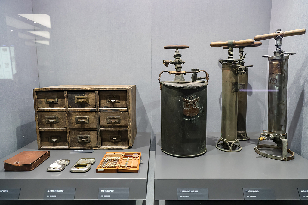 Equipment used by the Japanese military to produce chemical weapons in China is displayed at the Museum of the Imperial Palace of Manchukuo, February 27, 2025. /VCG
