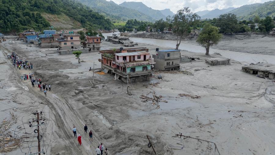  A view of a flood-hit area in Nuwakot, Nepal, August 27, 2026. /Xinhua