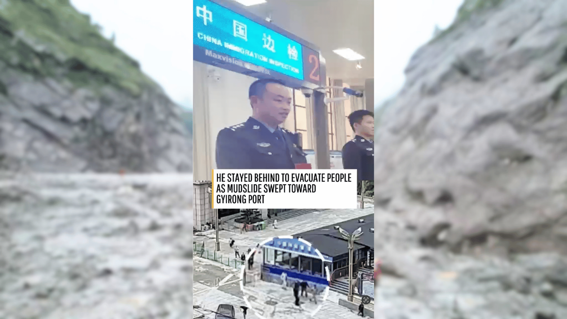 Chinese police officer stays to help evacuate people before mudslide 