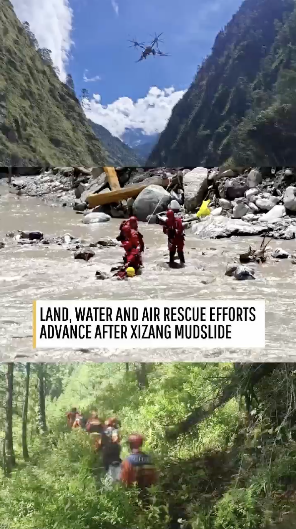 Land, water and air rescue teams push into the heart of mudslide zone