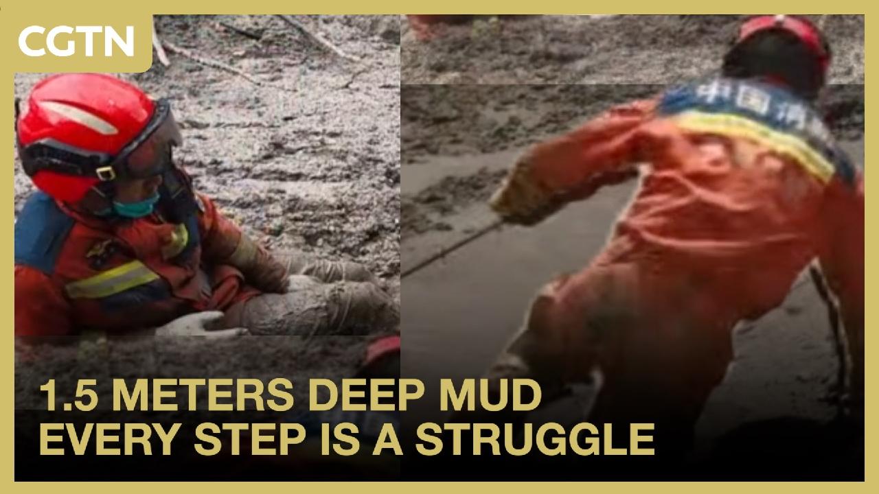 Nothing stops them: China rescuers push through mud
