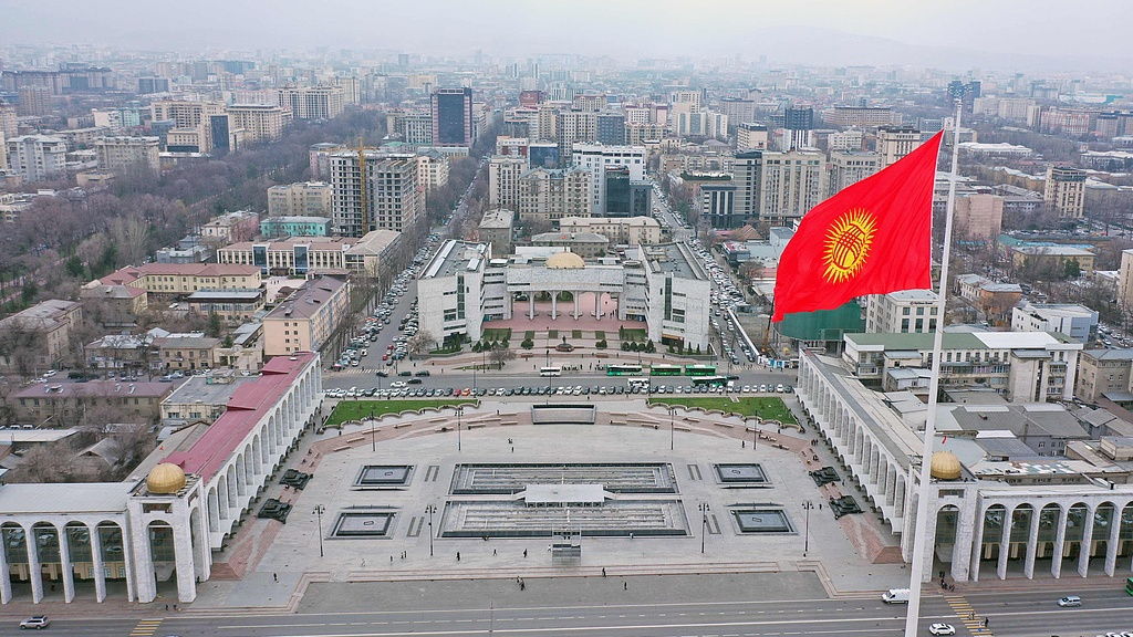 An aerial view shows the Kyrgyz capital of Bishkek, March 23, 2026. /VCG
