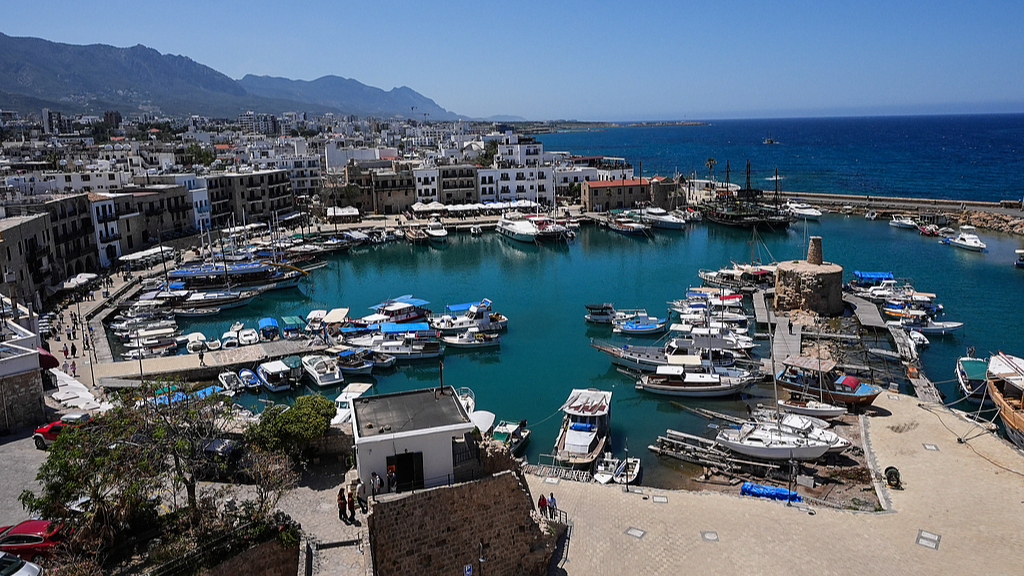 A file photo showing an aerial view of the Kyrenia harbor, Cyprus. /VCG