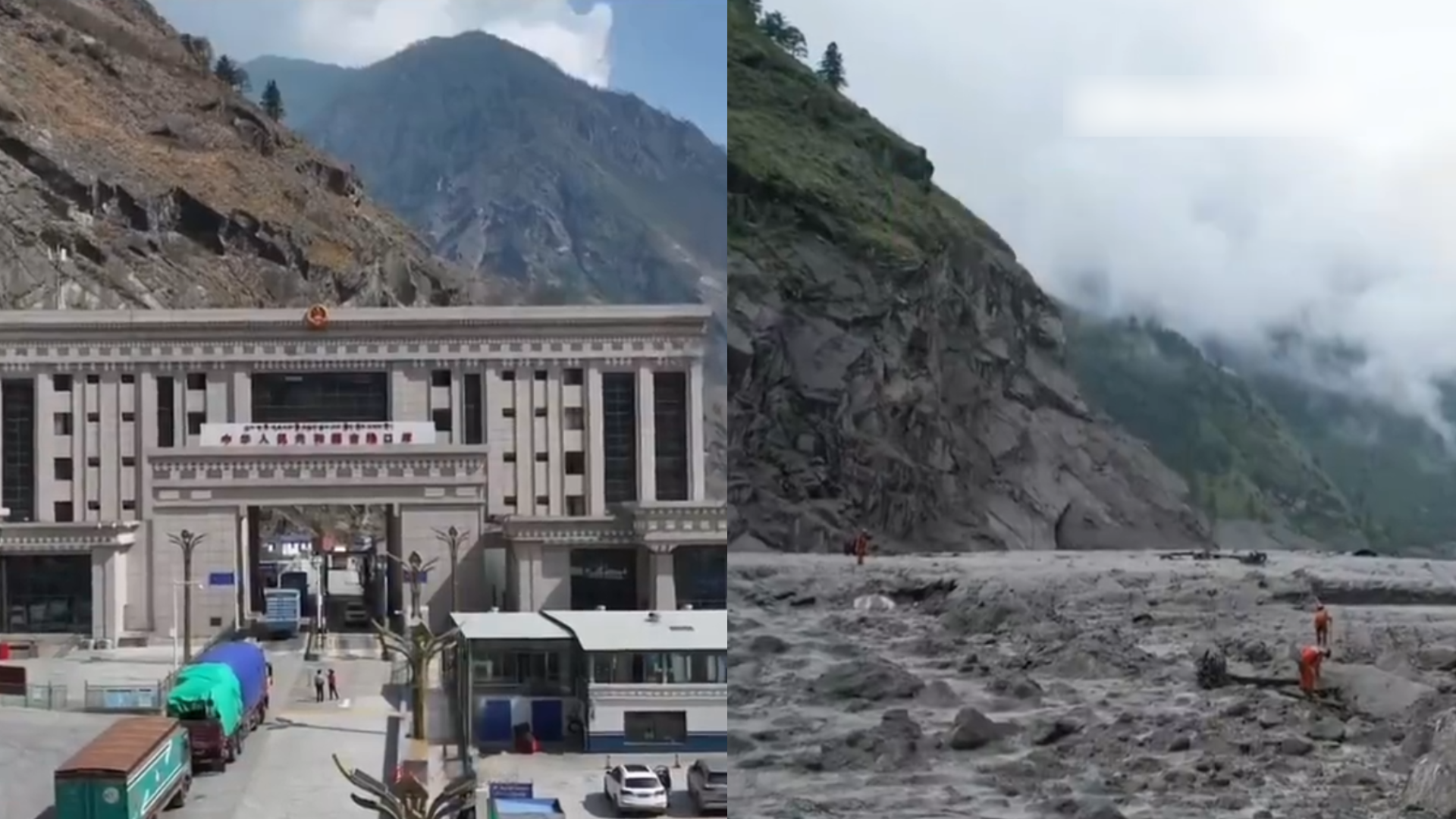 Before-and-after images reveal Gyirong Port reduced to rubble