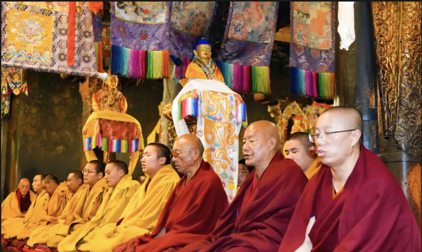 Monks from Tashilhunpo Monastery and representatives of the religious community in Xigaze pray for people affected by mudslides in Gyirong County, Xizang Autonomous Region, China, August 31, 2026. /China Tibet Online