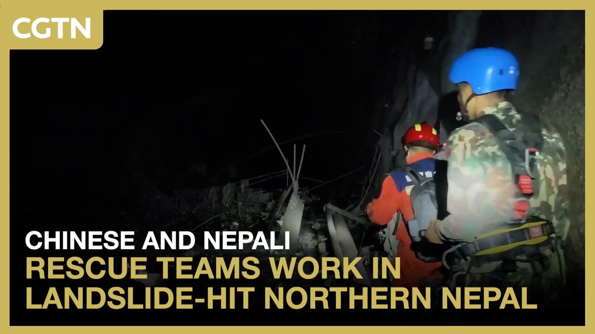 Chinese and Nepali rescue teams work in landslide-hit northern Nepal