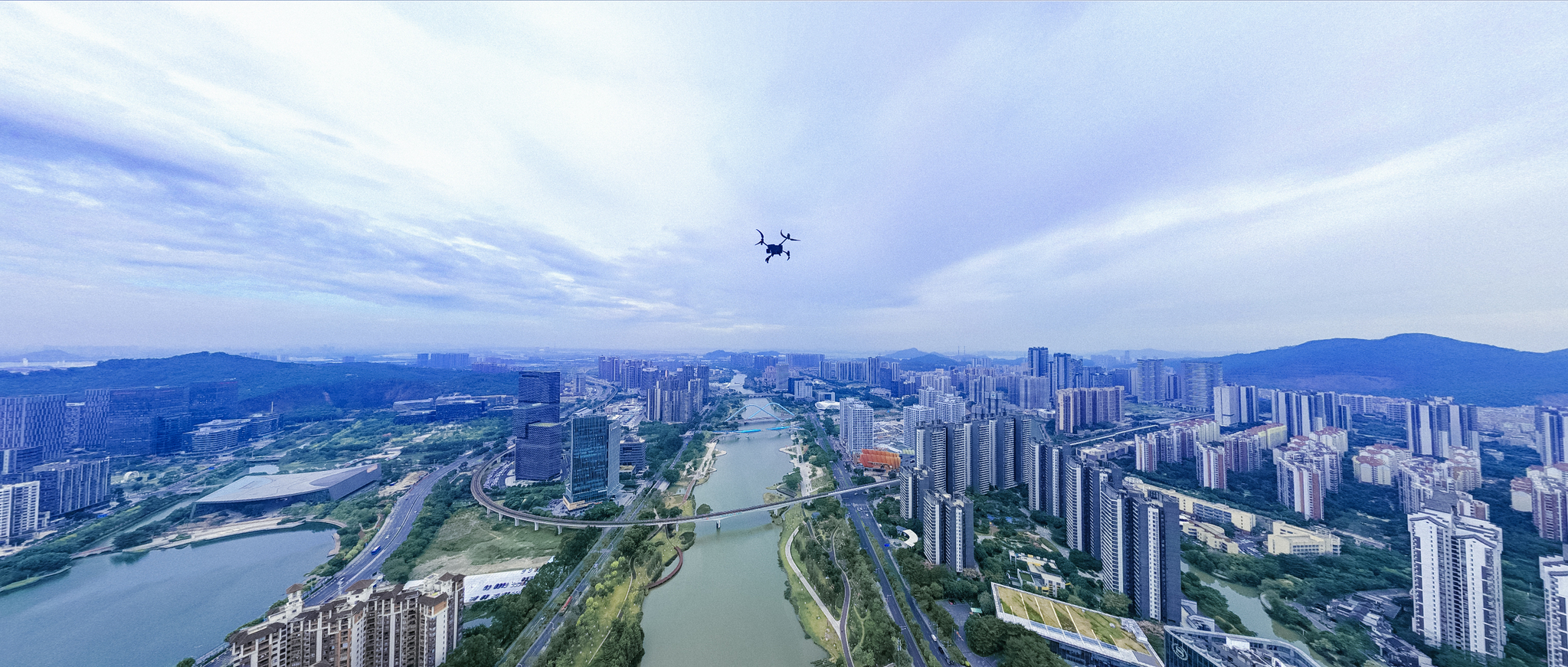 A drone operated by the Nansha branch of the Guangzhou Urban Planning and Design Survey Research Institute can provide aerial monitoring services to more than 40 local government departments, supporting tasks such as traffic management and public security. /Guangzhou Urban Planning and Design Survey Research Institute 