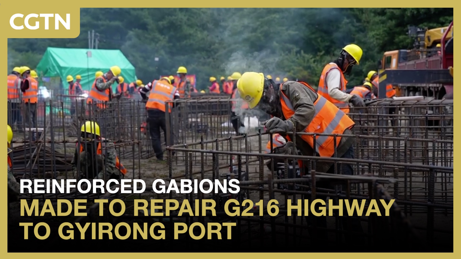 Reinforced gabions made to repair the G216 highway to Gyirong Port