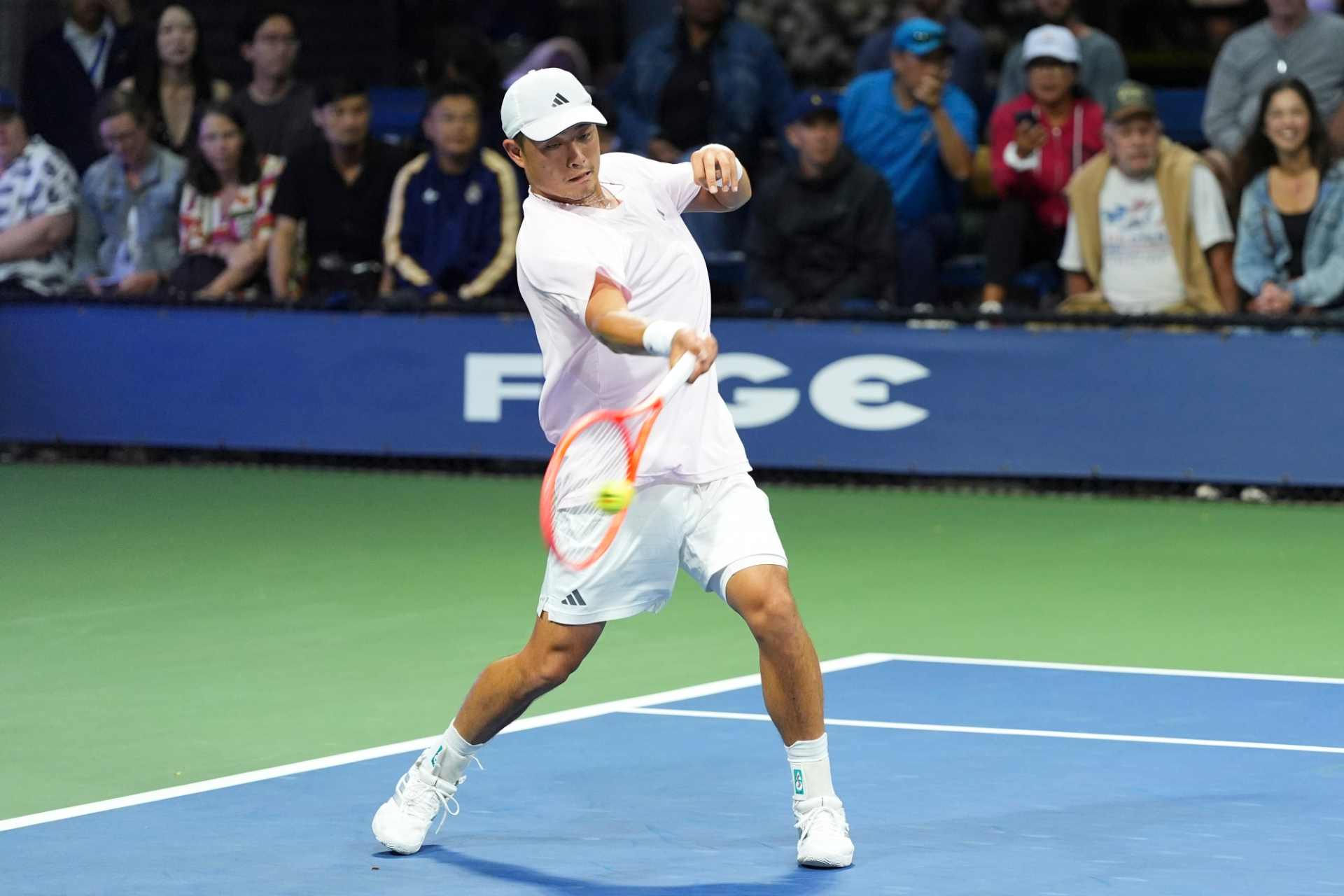 China's Wu Yibing hits a shot in his men's singles second-round match against Australia's James Duckworth at the US Open in Queens, New York, USA, September 2, 2026. /US Open