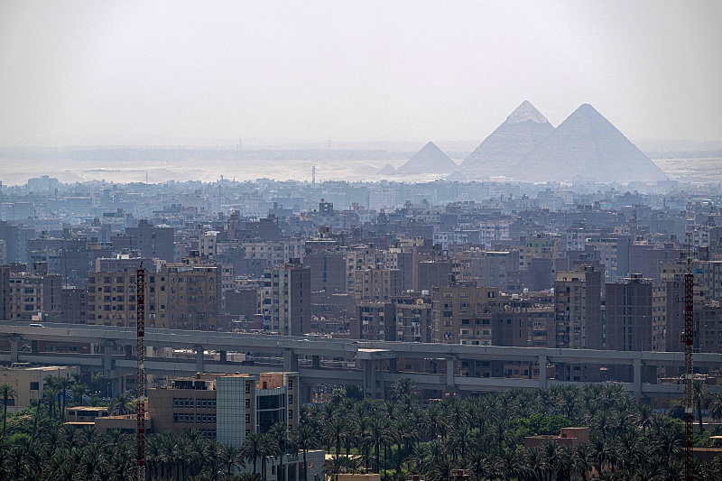 The Pyramids appear behind the skyline of Cairo, Egypt, August 25, 2024. /CFP