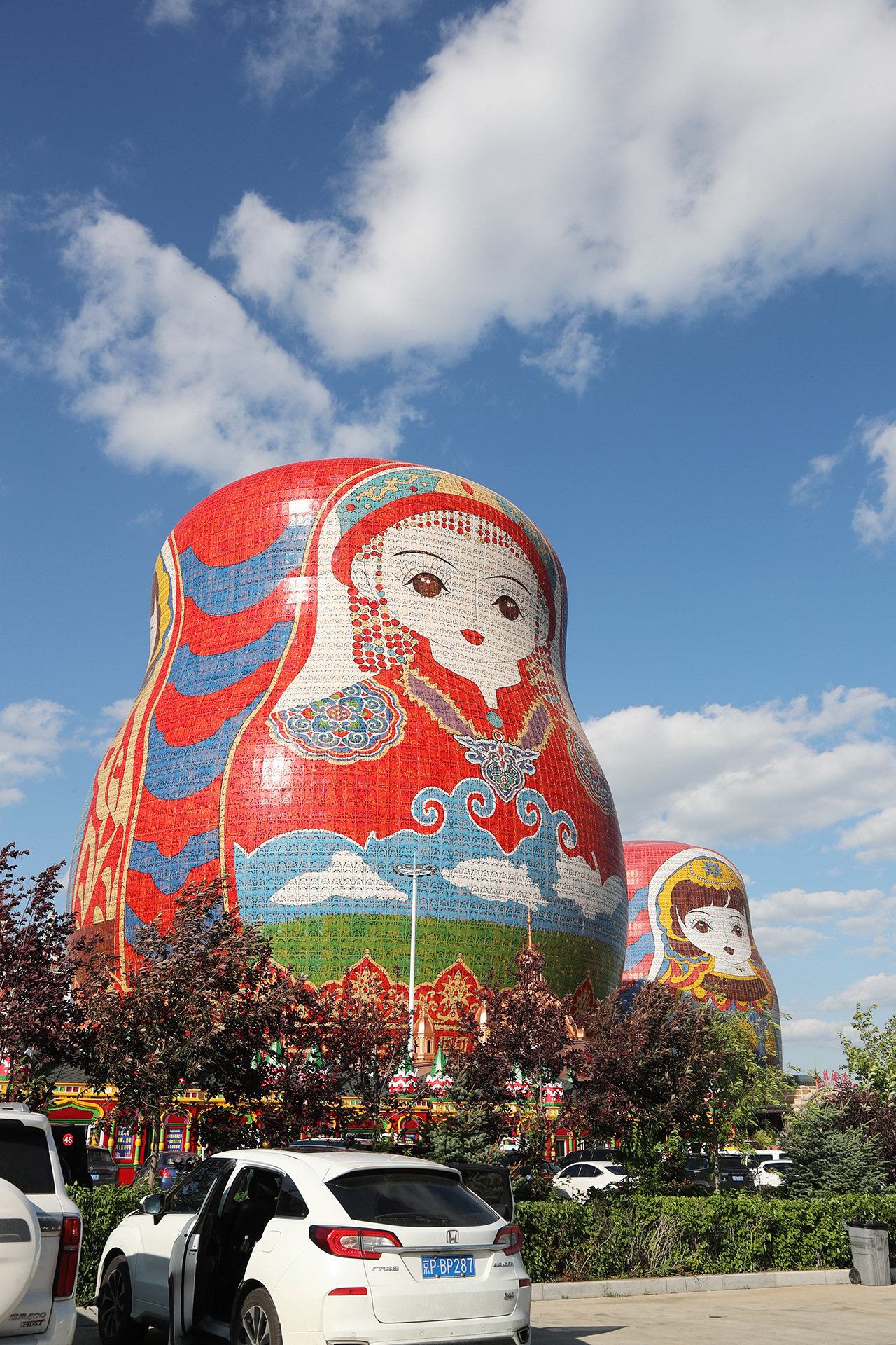 The two matryoshka doll-shaped hotels at Matryoshka Square in Manzhouli, Hulunbuir, Inner Mongolia. /CGTN