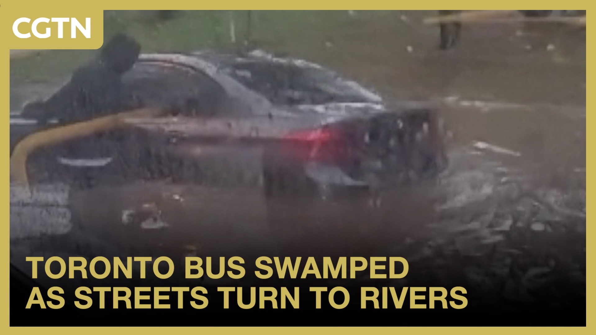 Toronto bus swamped as streets turn to rivers