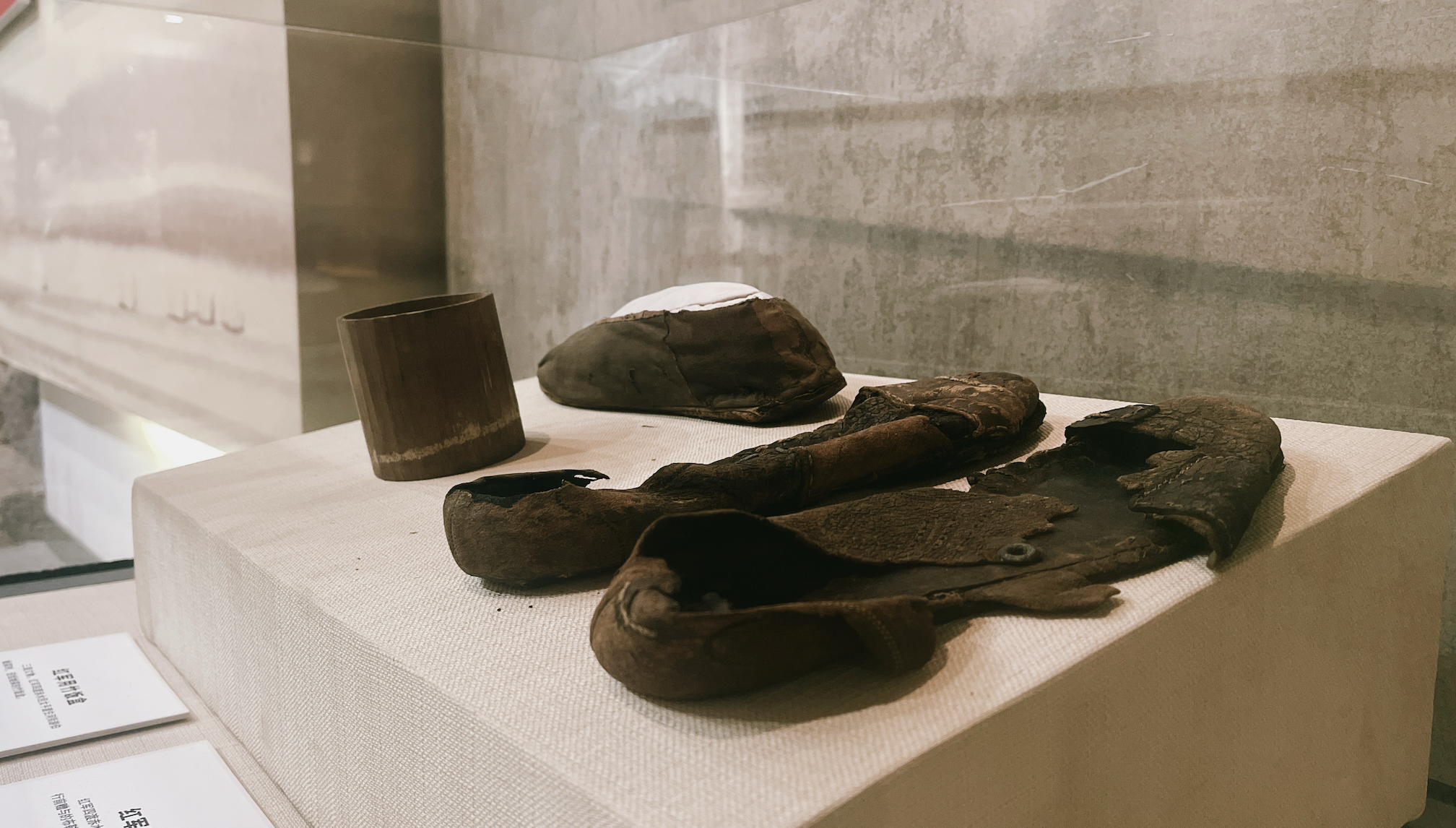 A wounded Red Army soldier left these leather shoes with the local family who cared for him after he recovered and rejoined his unit during the Long March. /CGTN