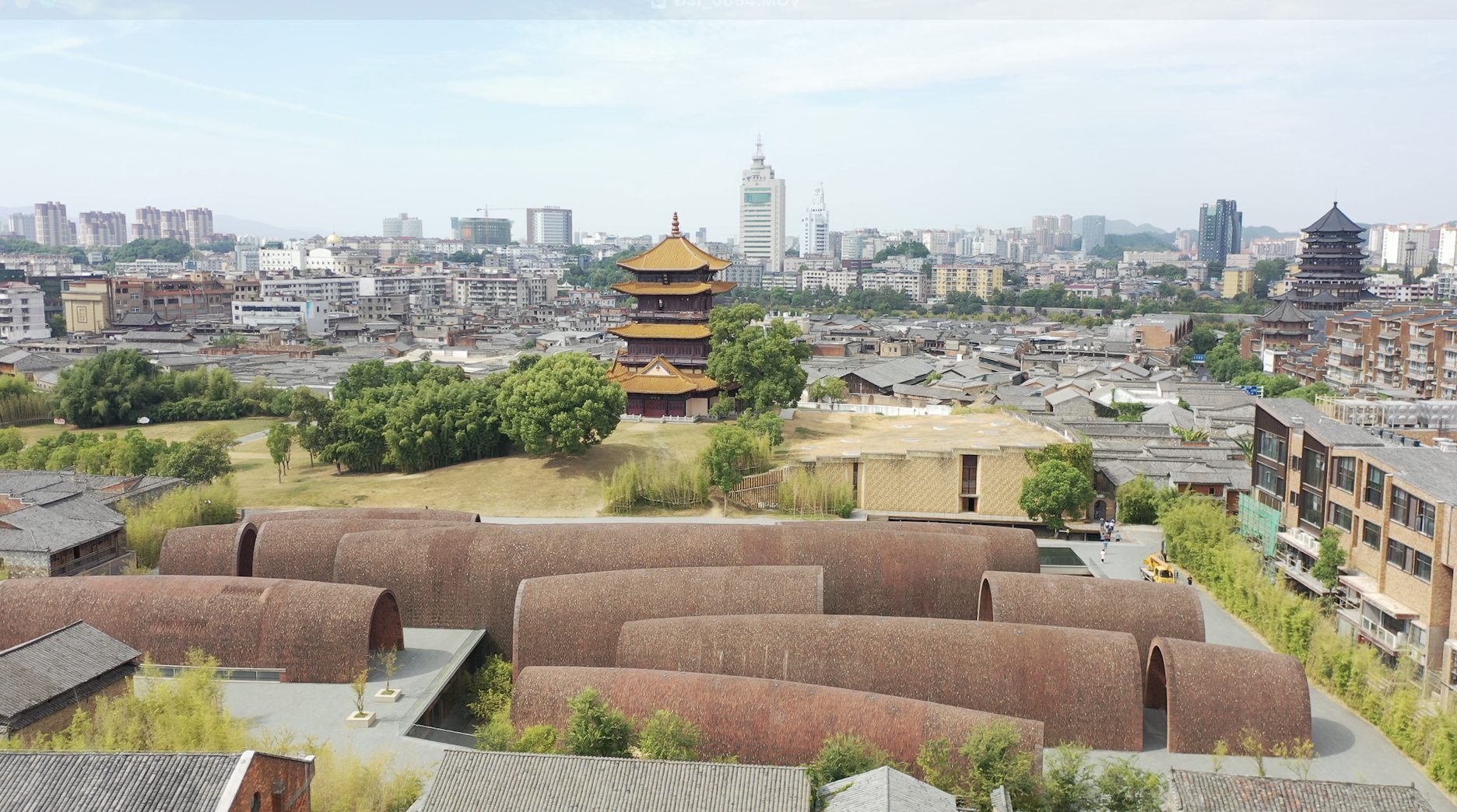 An aerial photo shows the Taoyangli Historical and Cultural Block in Jingdezhen, east China's Jiangxi Province, on August 31, 2026. /CGTN