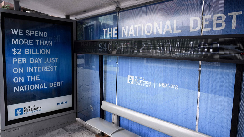  An electronic display shows the national debt in Washington, DC, US, August 19, 2026. /VCG