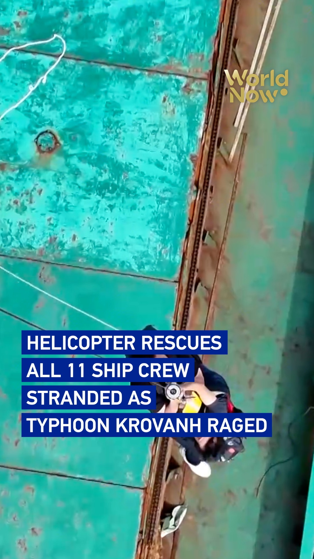 Helicopter rescues all 11 ship crew stranded amid Typhoon Krovanh