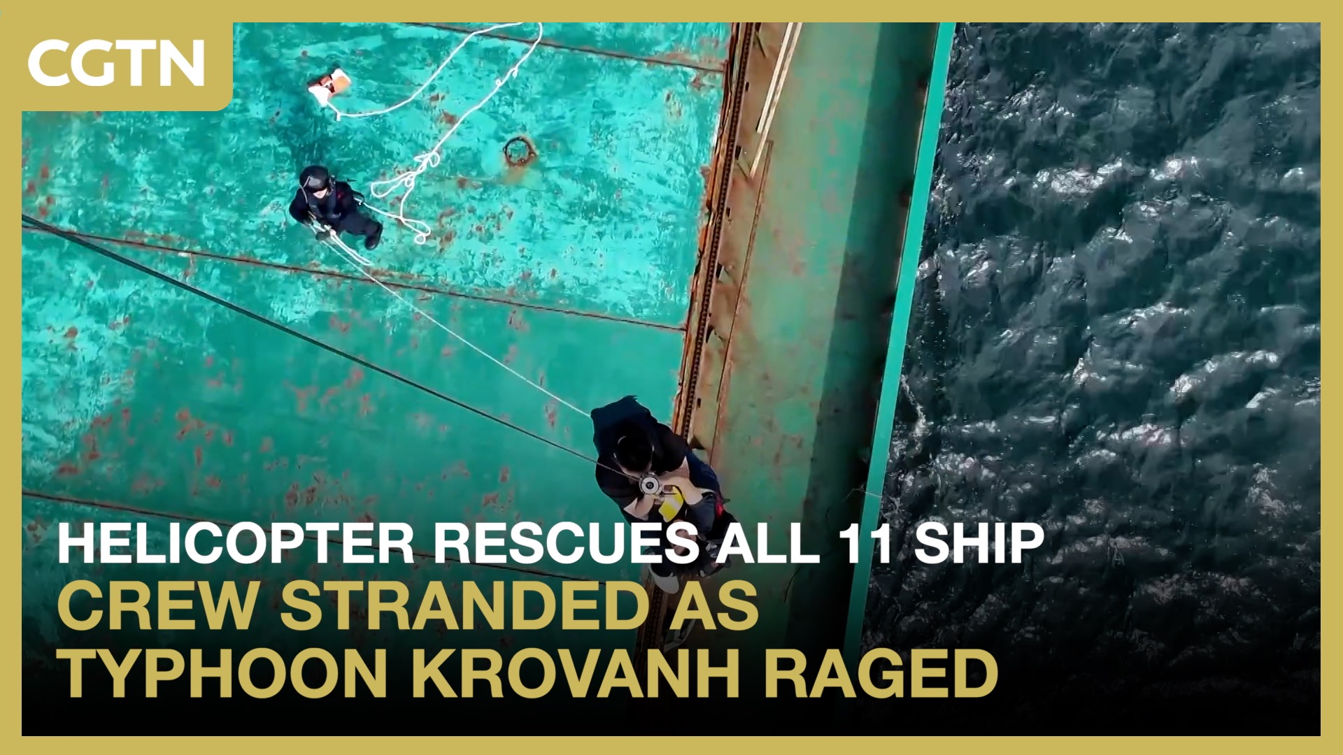 Helicopter rescues all 11 ship crew stranded amid Typhoon Krovanh