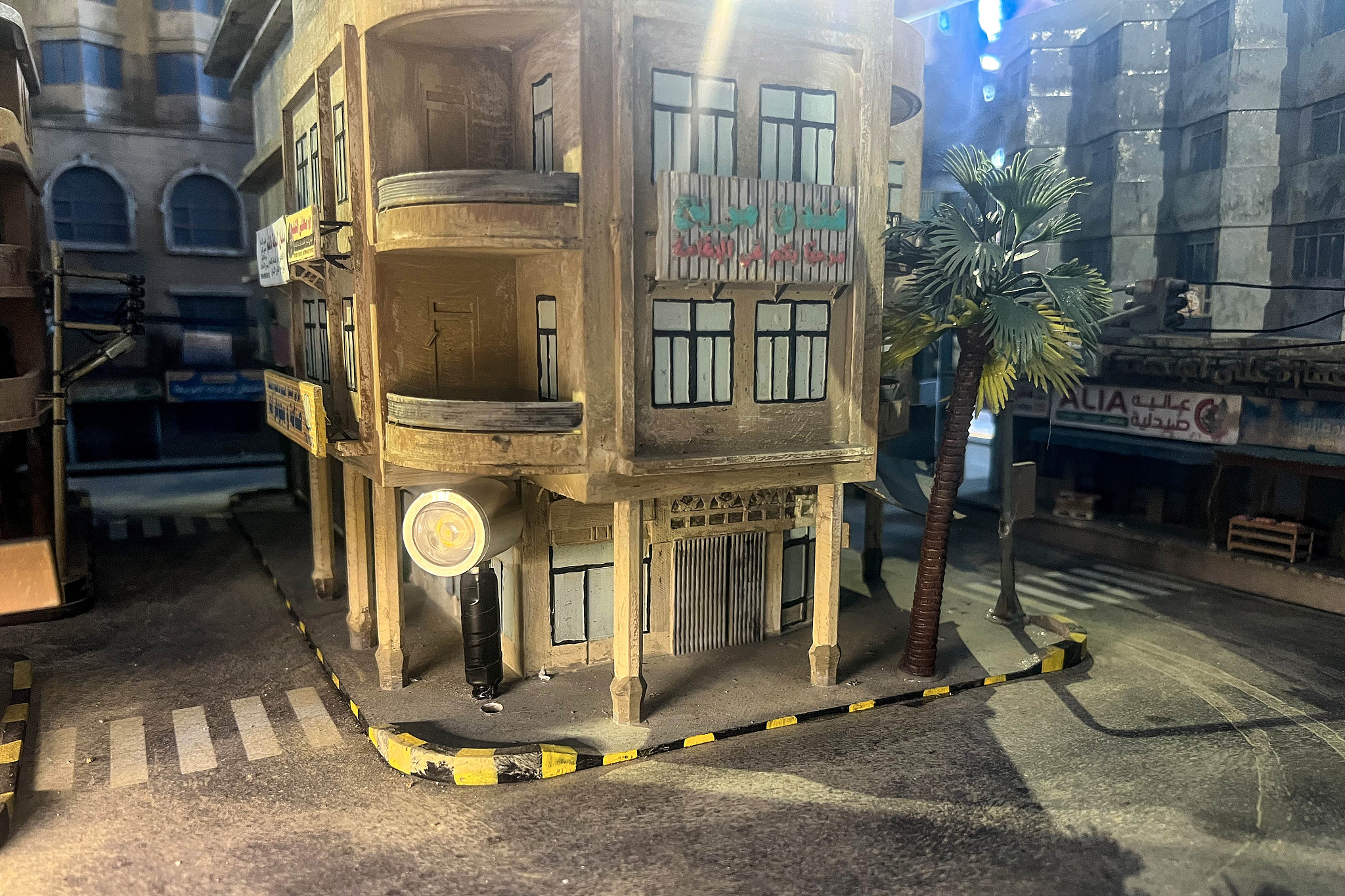 A scale model of the Middle Eastern town featured in the Chinese anti-war film 