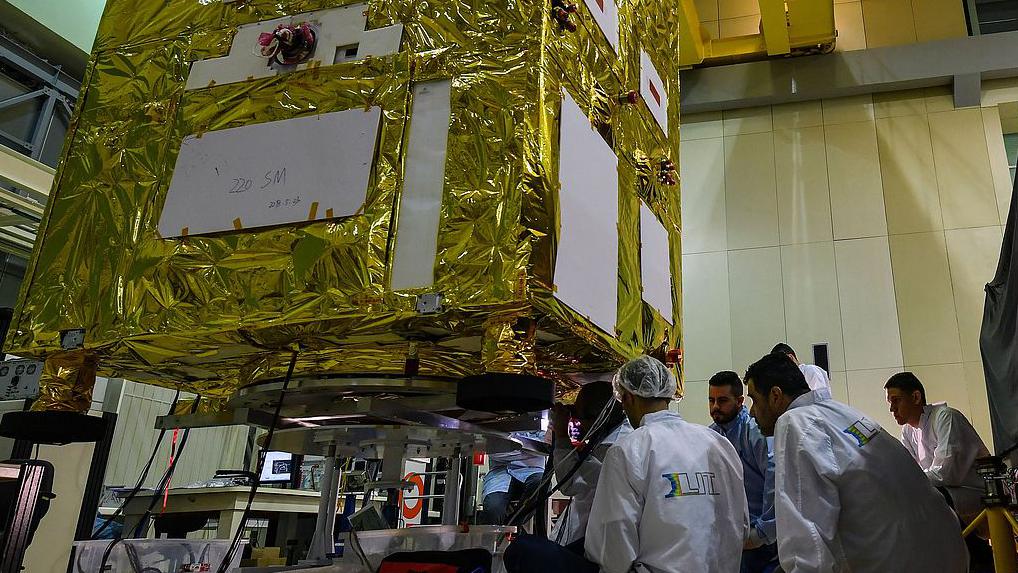 Brazilian researchers work on the CBERS-4A at the Integration and Testing lab at the INPE headquarters in Sao Jose dos Campos, Brazil, December 5, 2018. /VCG
