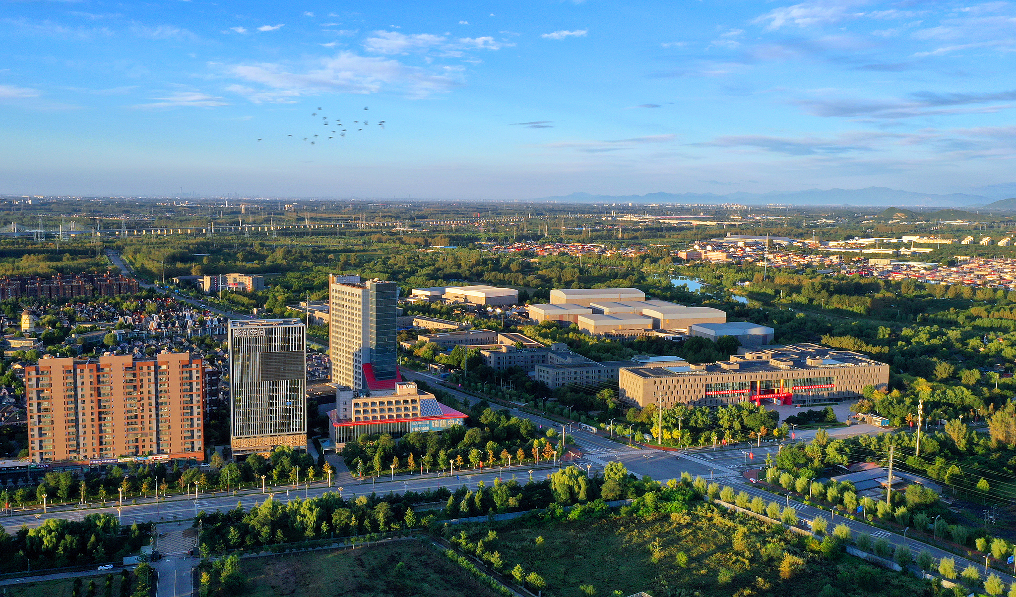 An aerial view of the China (Huairou) Film and Television Base in Beijing. /VCG