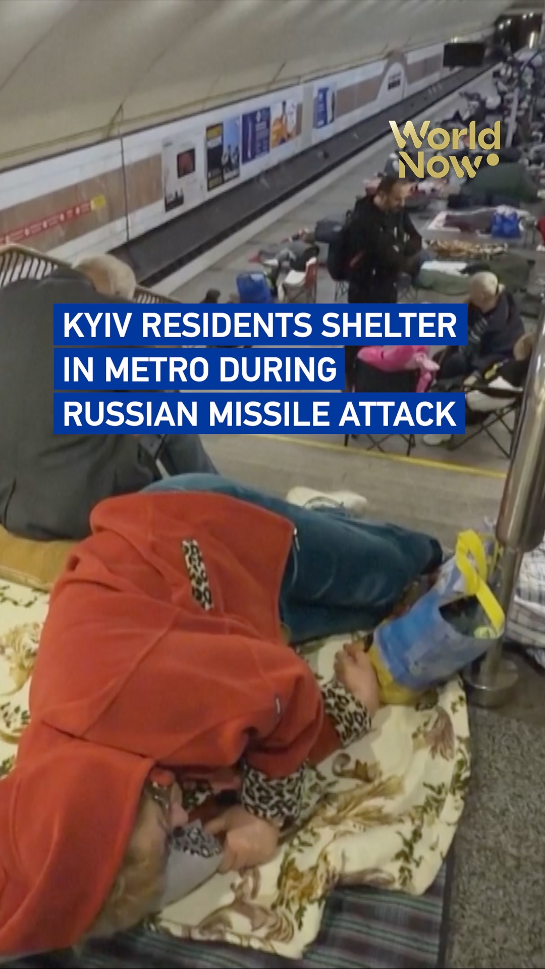 Kyiv residents shelter in metro during Russian missile attack