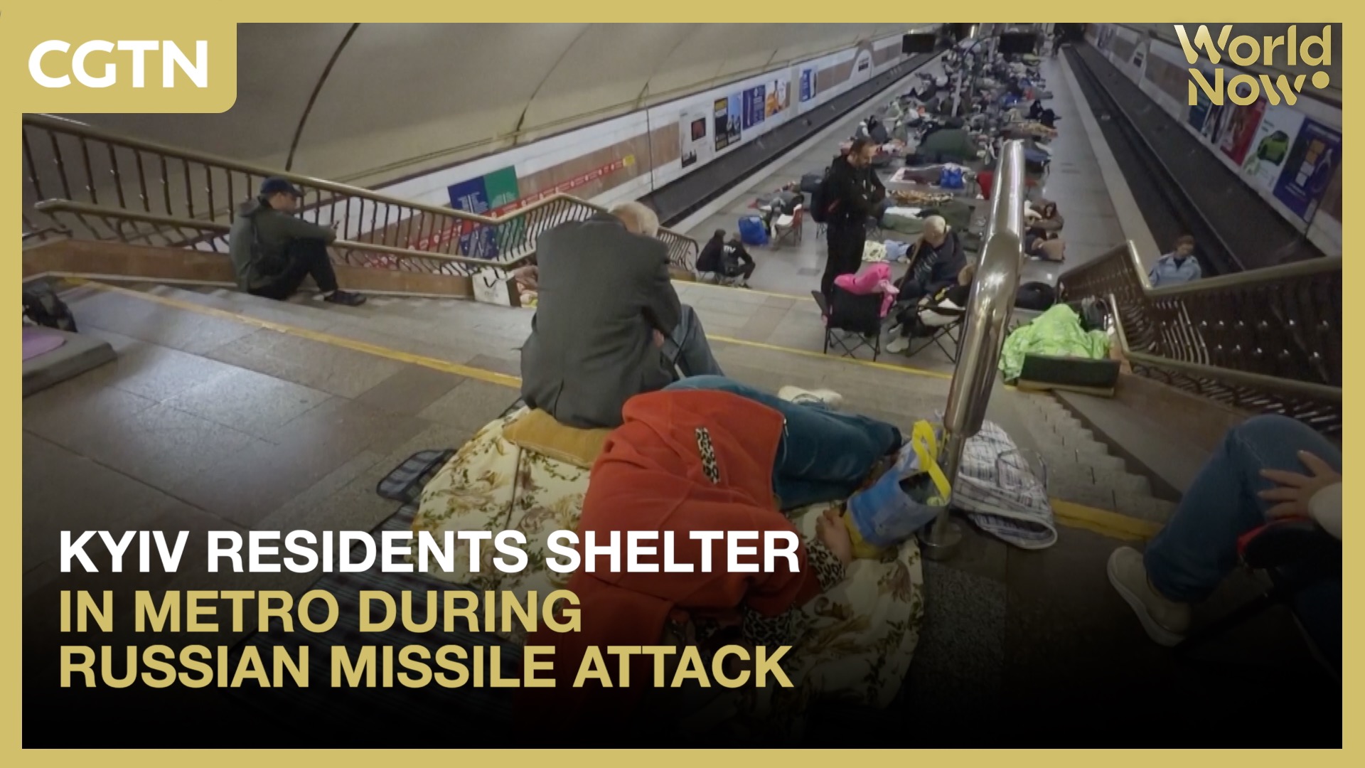 Kyiv residents shelter in metro during Russian missile attack