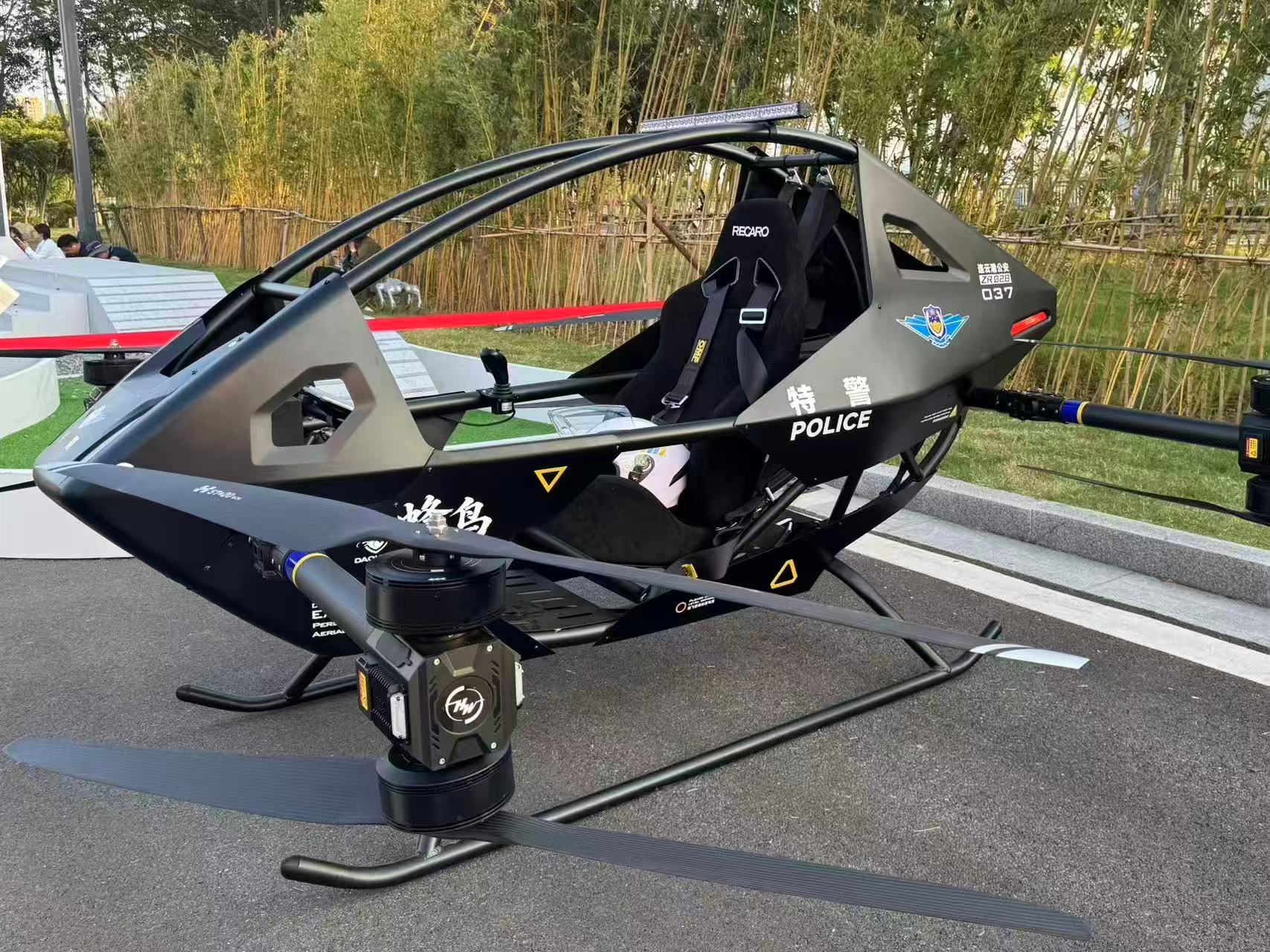An ultralight manned aircraft is displayed at the Public Security Technology and Equipment Expo in Lianyungang, Jiangsu Province, China, September 8, 2026. Peng Yuhan/CGTN