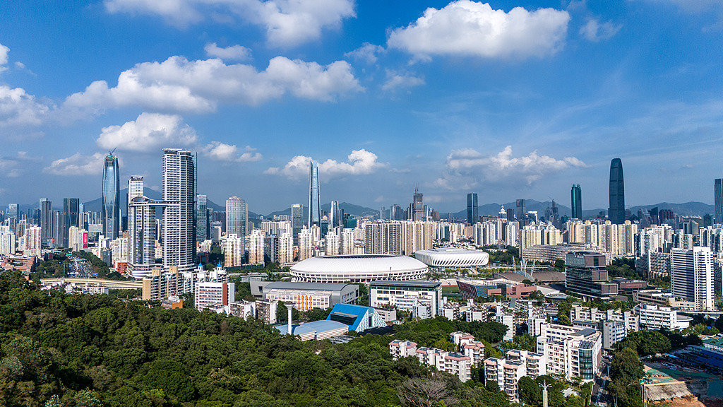 A distant view of the Shenzhen Bay Area in Guangdong /VCG