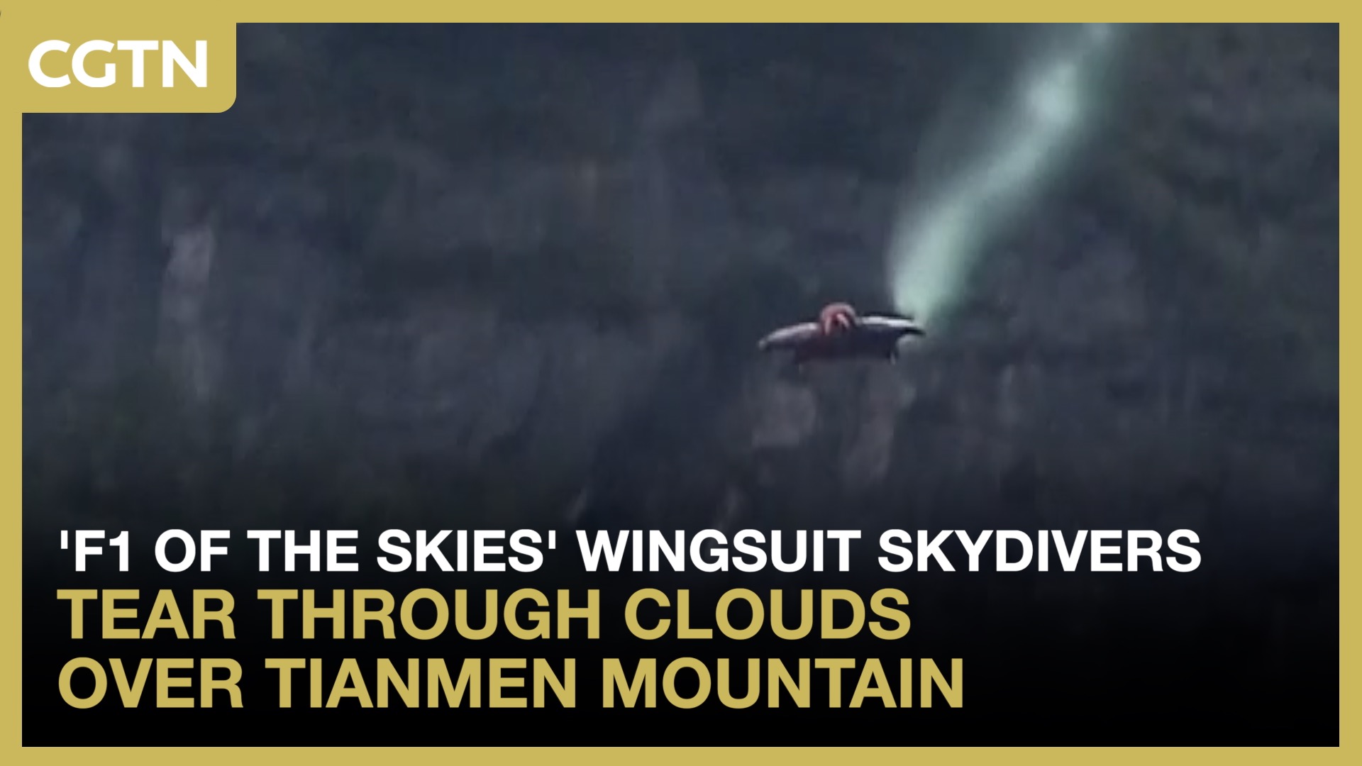 'F1 of the skies' wingsuit skydivers soar over Tianmen Mountain